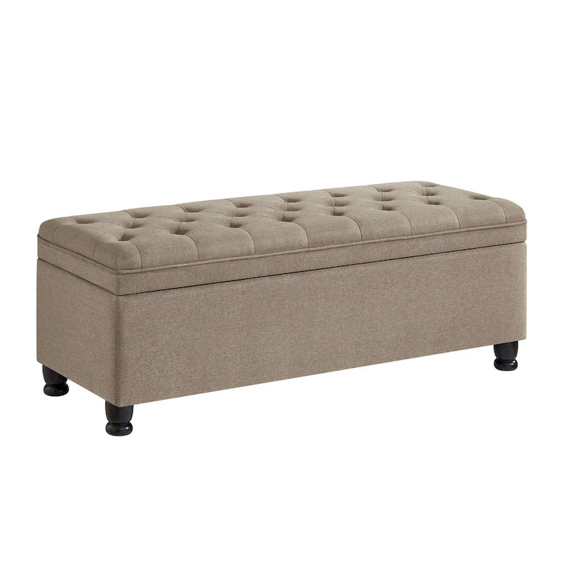Tufted Button Storage Bench with Spindle Legs – Multi-Color, 1-Seat