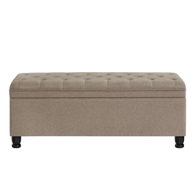 Tufted Button Storage Bench with Spindle Legs – Multi-Color, 1-Seat