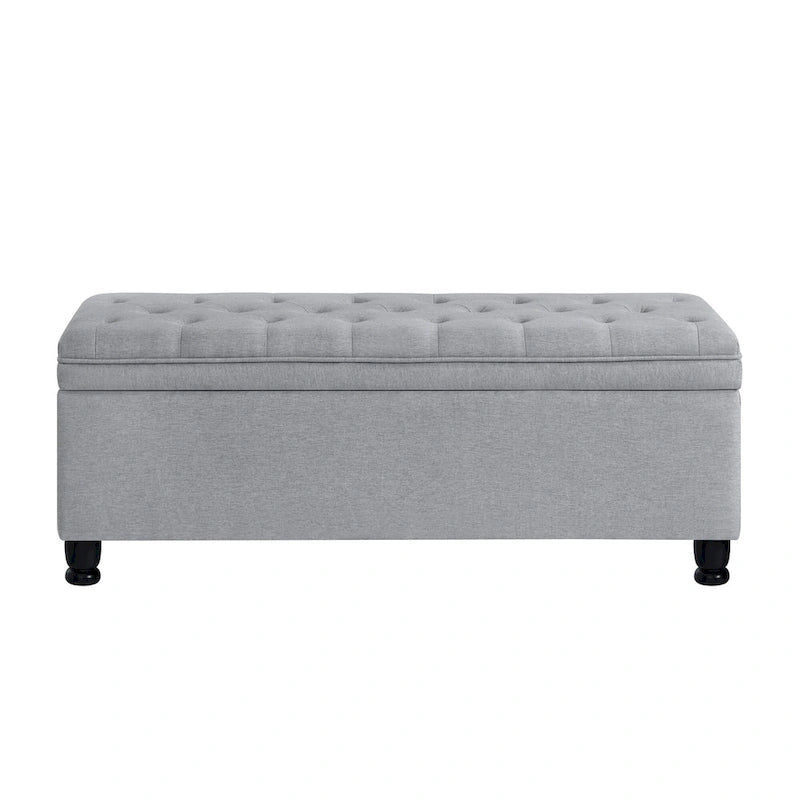 Tufted Button Storage Bench with Spindle Legs – Multi-Color, 1-Seat