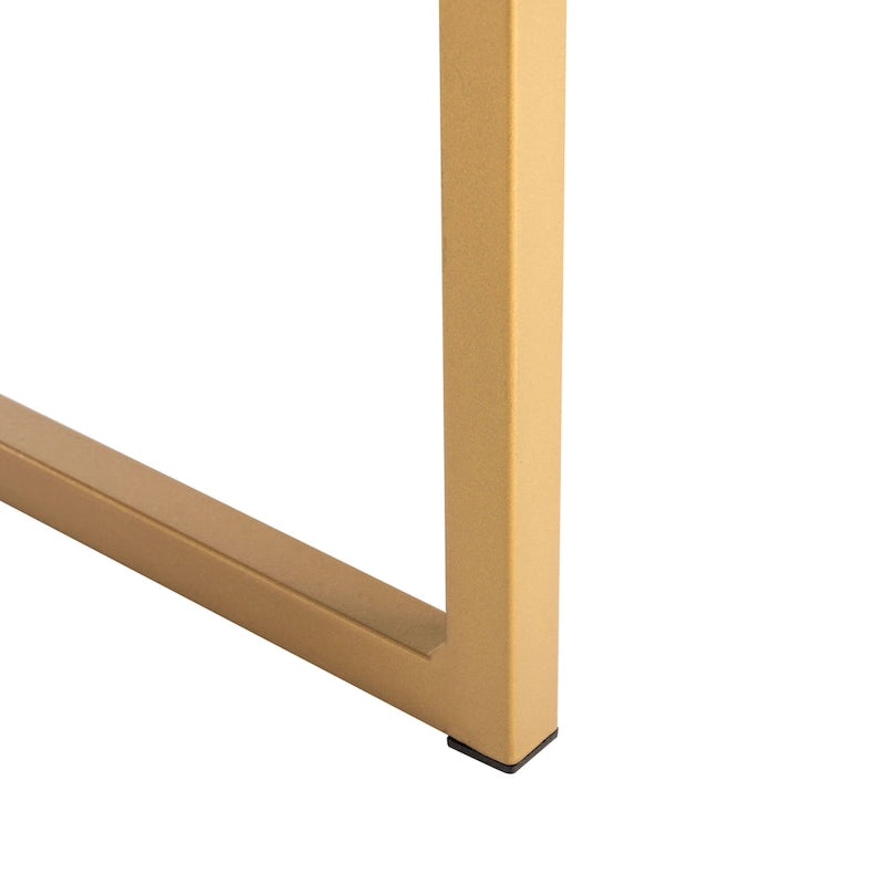 White & Gold 1-Drawer Console Desk with Metal Frame – 1-Person