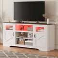 White / Grey / Black TV Stand with LED Lighting & Glass Doors, Fits up to 65 in