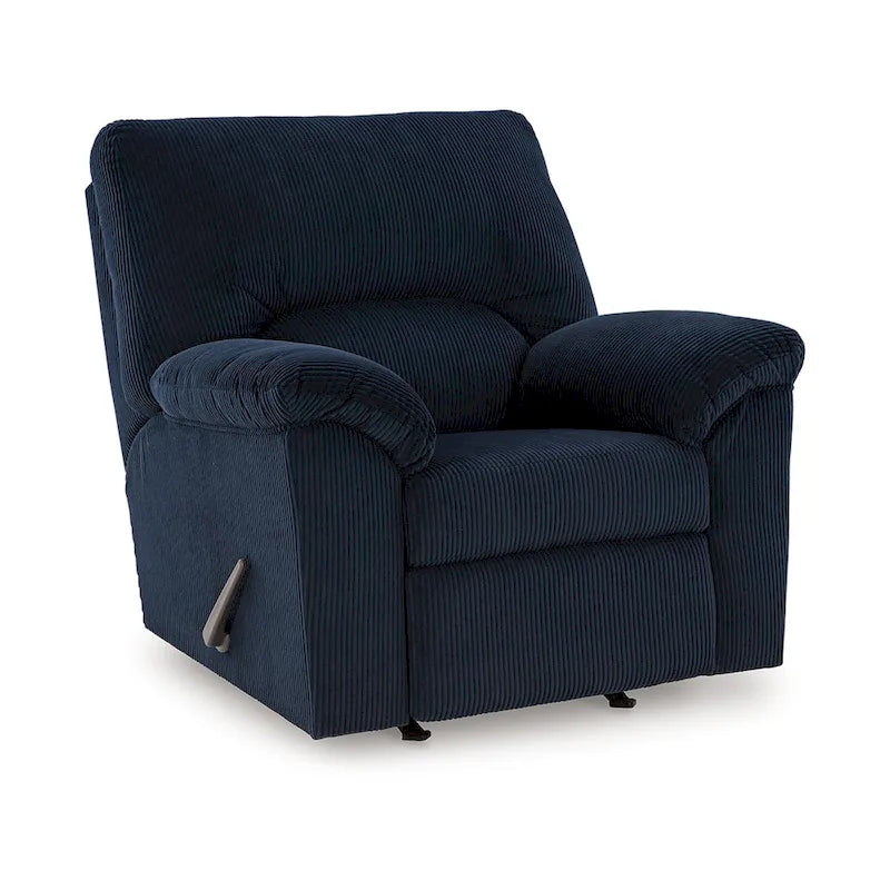 Navy Blue Corduroy Manual Rocker Recliner Chair, 1-Seat