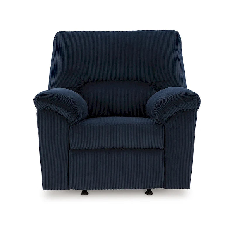 Navy Blue Corduroy Manual Rocker Recliner Chair, 1-Seat