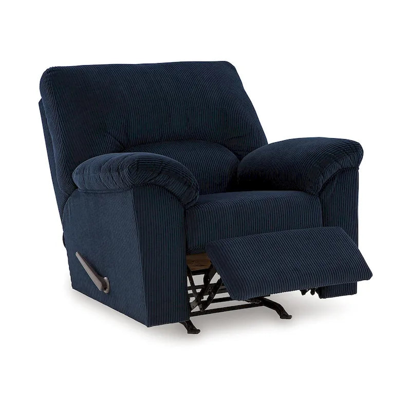 Navy Blue Corduroy Manual Rocker Recliner Chair, 1-Seat