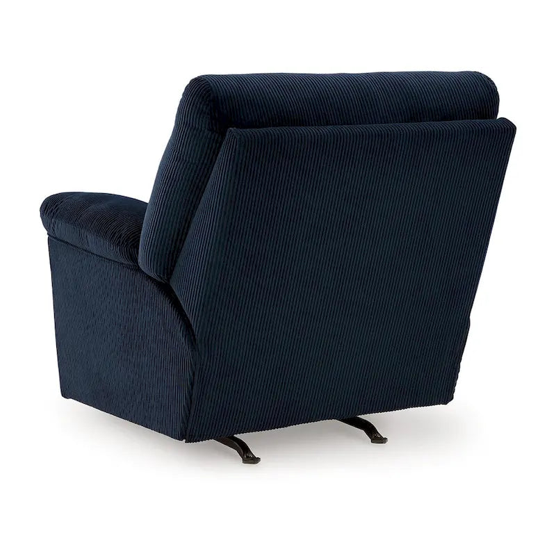 Navy Blue Corduroy Manual Rocker Recliner Chair, 1-Seat