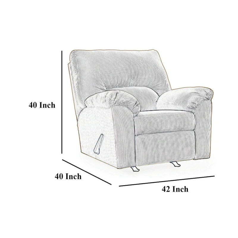 Navy Blue Corduroy Manual Rocker Recliner Chair, 1-Seat