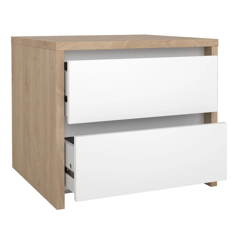 White / Jackson Hickory & White High Gloss 2-Drawer Nightstand