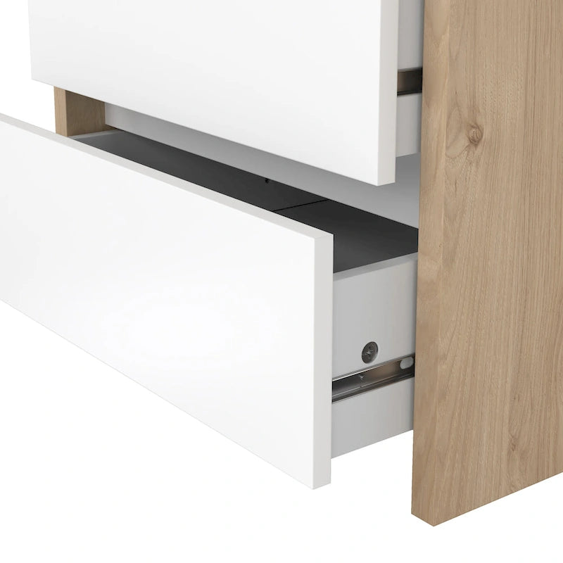 White / Jackson Hickory & White High Gloss 2-Drawer Nightstand