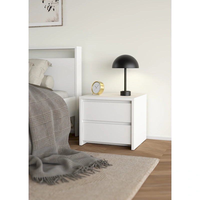 White / Jackson Hickory & White High Gloss 2-Drawer Nightstand