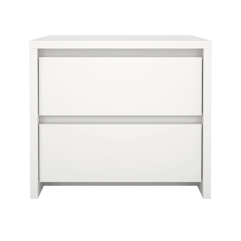 White / Jackson Hickory & White High Gloss 2-Drawer Nightstand