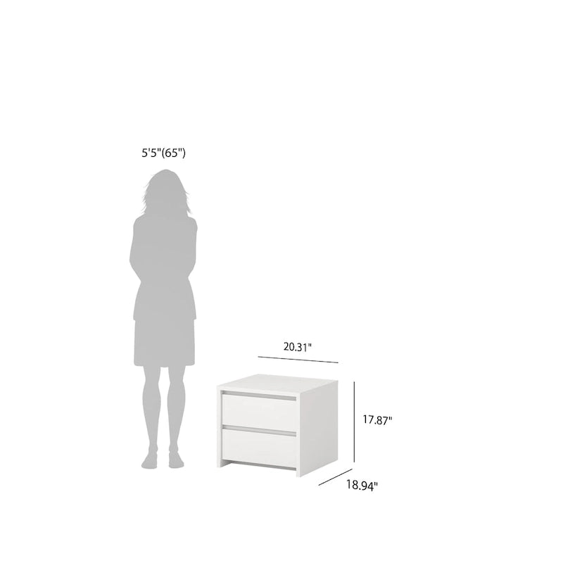 White / Jackson Hickory & White High Gloss 2-Drawer Nightstand