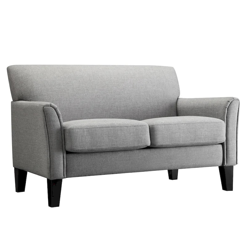 Cushion Back Loveseat with Flared Arms – Fabric & Faux Leather, 2-Seat, Multiple Colors