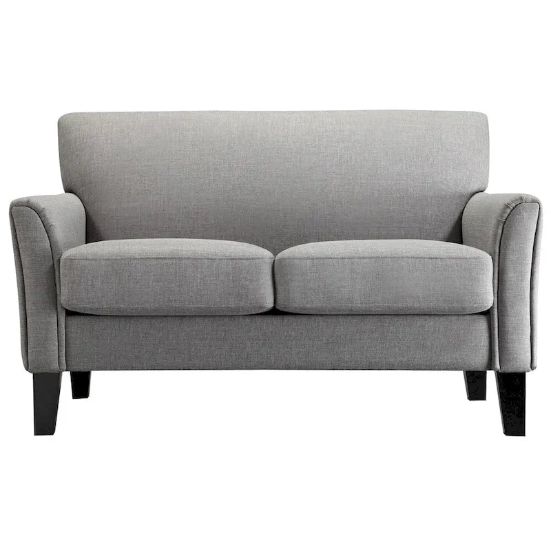 Cushion Back Loveseat with Flared Arms – Fabric & Faux Leather, 2-Seat, Multiple Colors