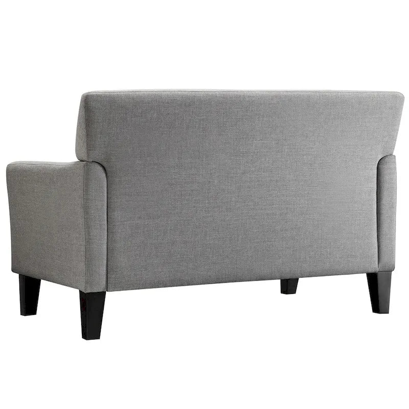 Cushion Back Loveseat with Flared Arms – Fabric & Faux Leather, 2-Seat, Multiple Colors