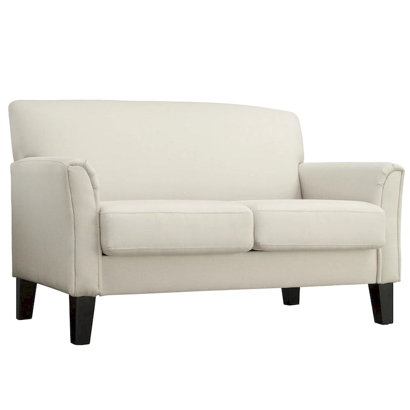 Cushion Back Loveseat with Flared Arms – Fabric & Faux Leather, 2-Seat, Multiple Colors