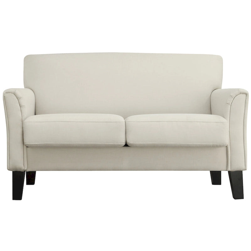 Cushion Back Loveseat with Flared Arms – Fabric & Faux Leather, 2-Seat, Multiple Colors
