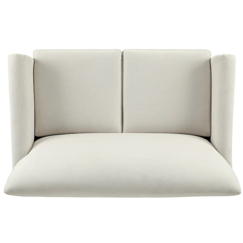 Cushion Back Loveseat with Flared Arms – Fabric & Faux Leather, 2-Seat, Multiple Colors