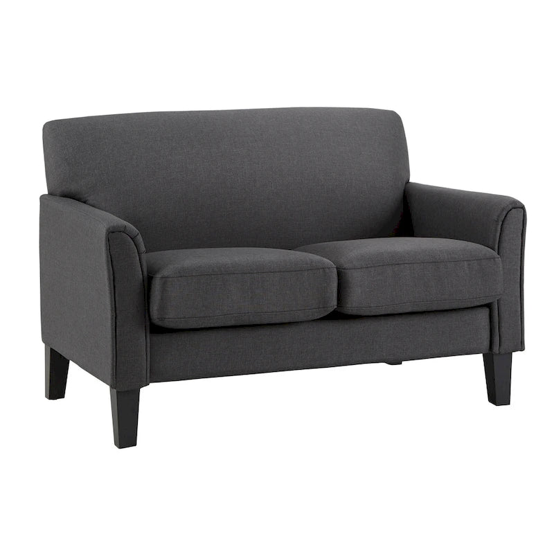 Cushion Back Loveseat with Flared Arms – Fabric & Faux Leather, 2-Seat, Multiple Colors