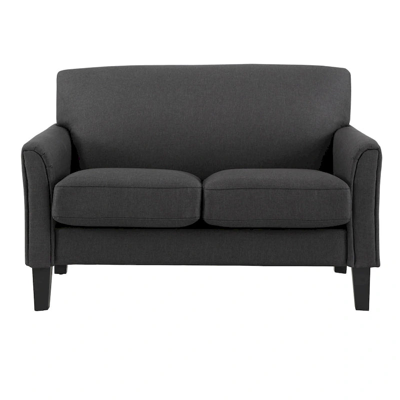 Cushion Back Loveseat with Flared Arms – Fabric & Faux Leather, 2-Seat, Multiple Colors