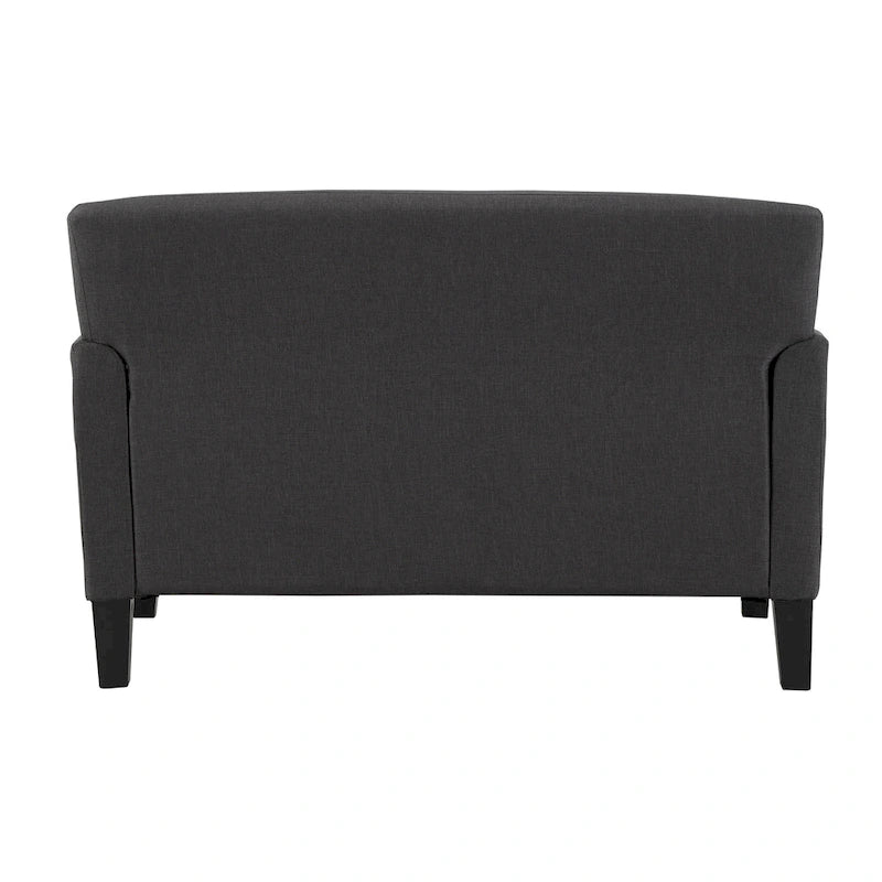 Cushion Back Loveseat with Flared Arms – Fabric & Faux Leather, 2-Seat, Multiple Colors