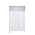White Freestanding Storage Cabinet, 3 Drawers & 1 Door, Single Use