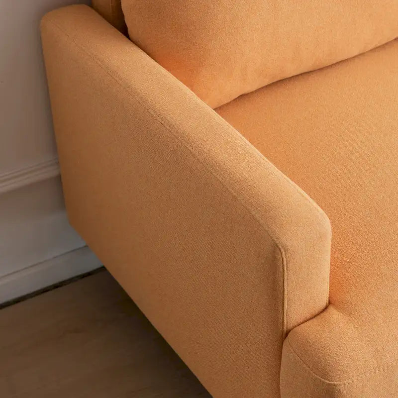 Yellow / Grey / Emerald / Beige Linen 2-Seat Loveseat Sofa, Metal Legs