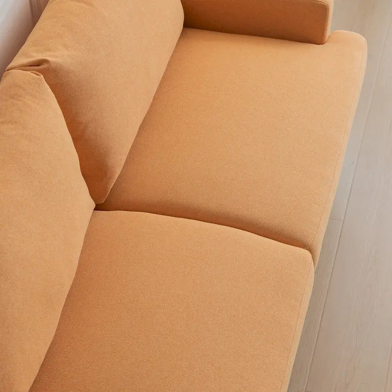 Yellow / Grey / Emerald / Beige Linen 2-Seat Loveseat Sofa, Metal Legs