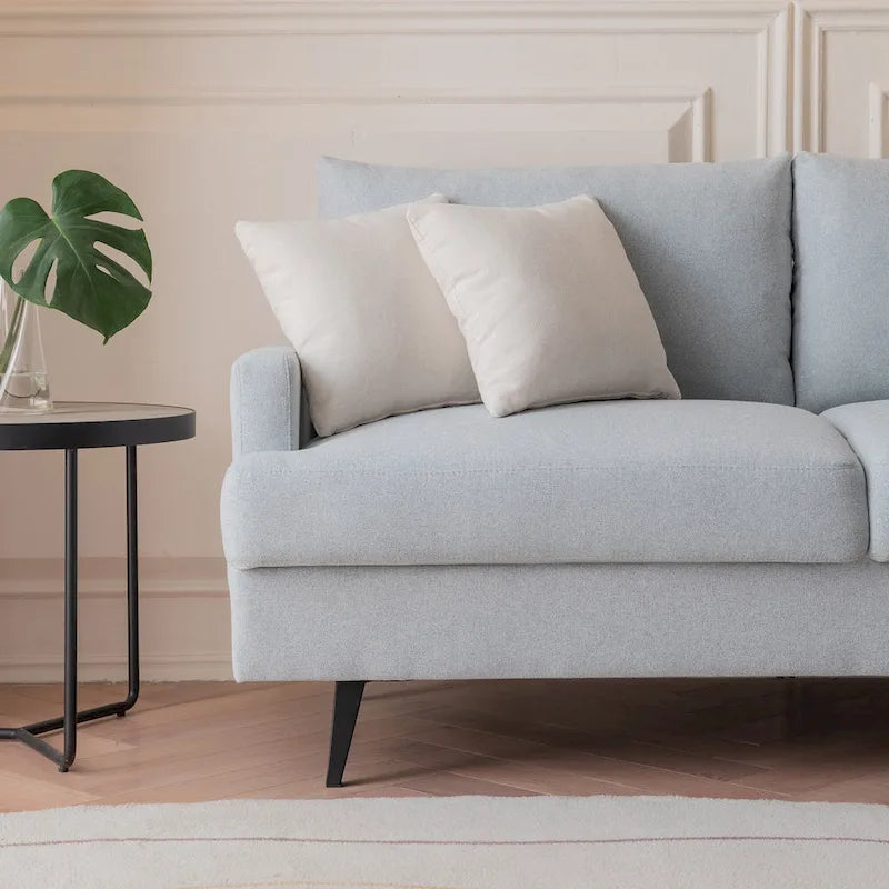 Yellow / Grey / Emerald / Beige Linen 2-Seat Loveseat Sofa, Metal Legs