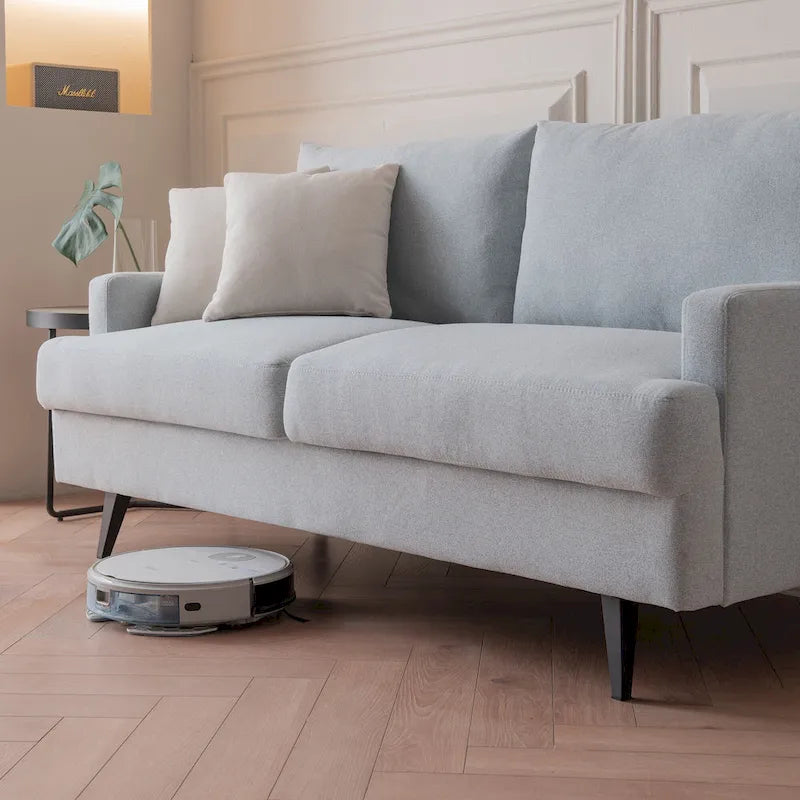 Yellow / Grey / Emerald / Beige Linen 2-Seat Loveseat Sofa, Metal Legs
