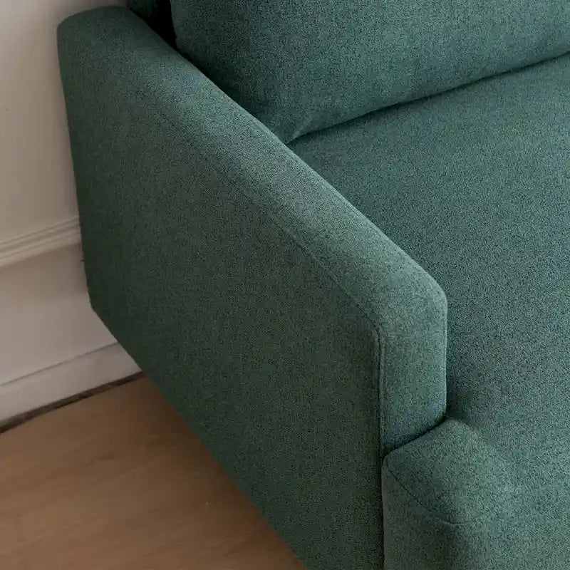 Yellow / Grey / Emerald / Beige Linen 2-Seat Loveseat Sofa, Metal Legs