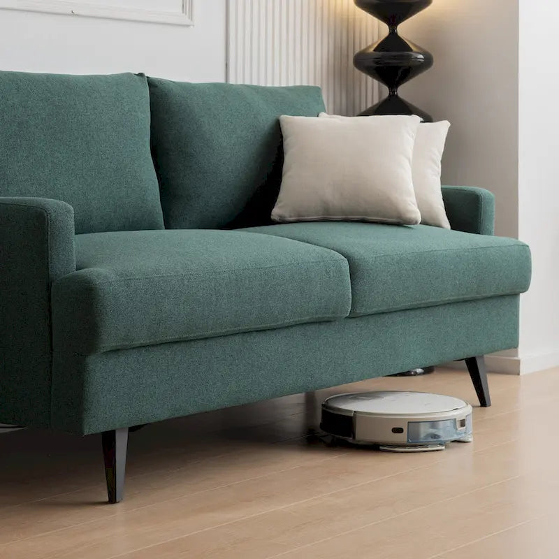 Yellow / Grey / Emerald / Beige Linen 2-Seat Loveseat Sofa, Metal Legs