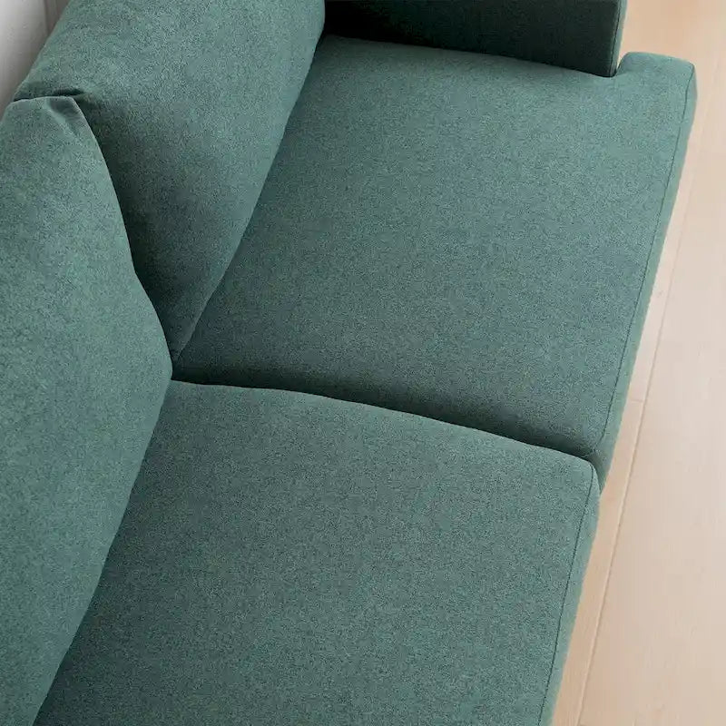 Yellow / Grey / Emerald / Beige Linen 2-Seat Loveseat Sofa, Metal Legs