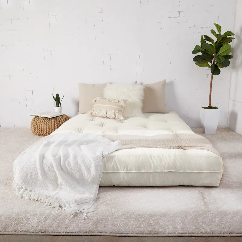 Multi-Color Tufted Futon Floor Mattress – Full Size, 1-Person, Mattress Only