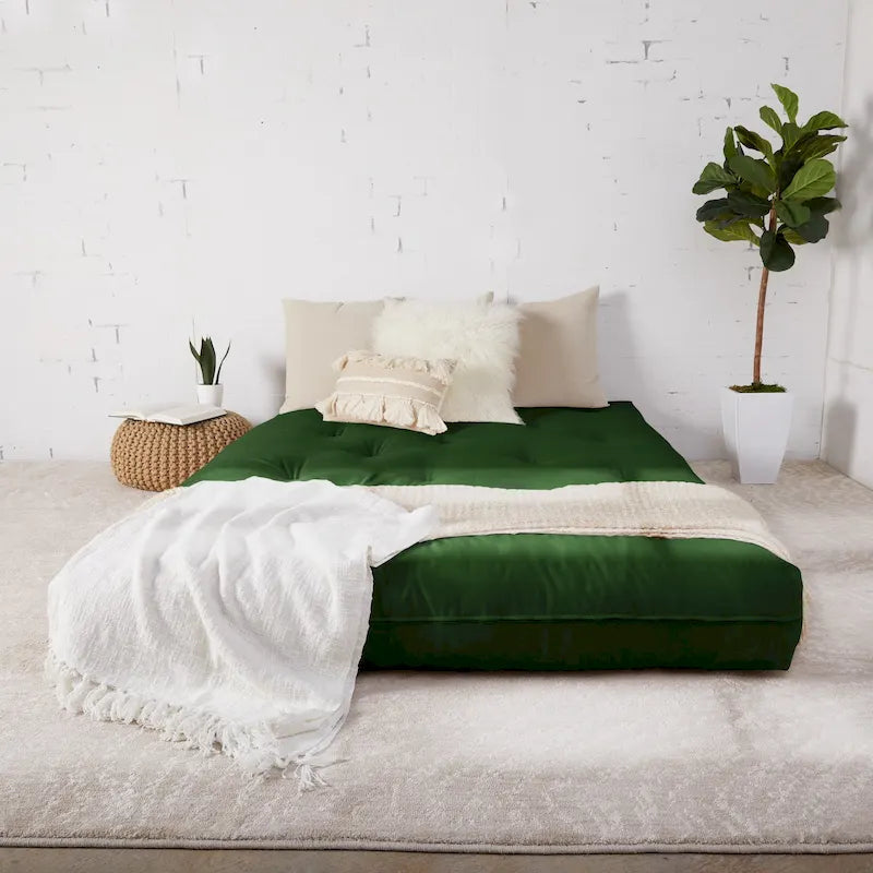 Multi-Color Tufted Futon Floor Mattress – Full Size, 1-Person, Mattress Only