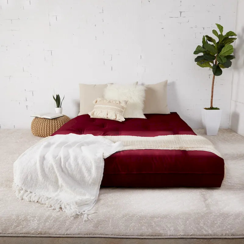 Multi-Color Tufted Futon Floor Mattress – Full Size, 1-Person, Mattress Only