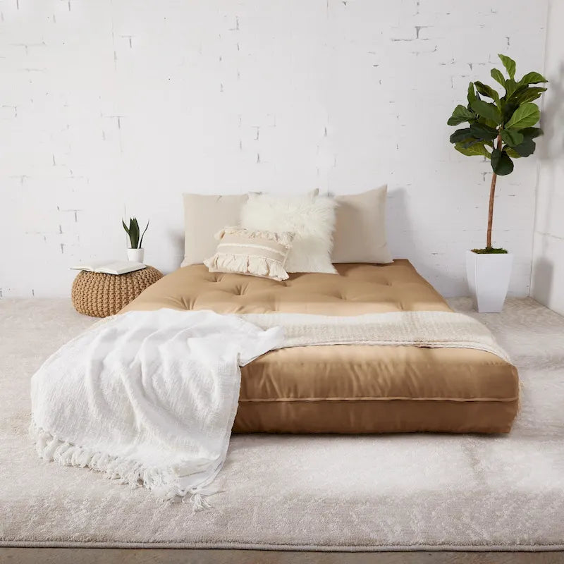 Multi-Color Tufted Futon Floor Mattress – Full Size, 1-Person, Mattress Only