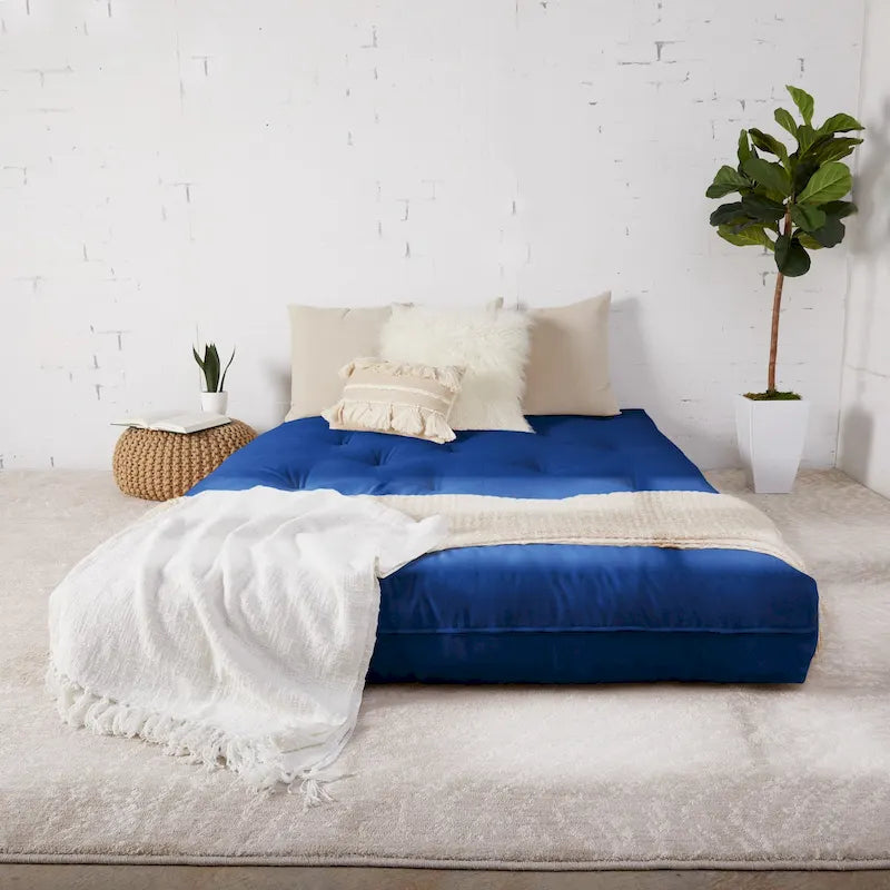 Multi-Color Tufted Futon Floor Mattress – Full Size, 1-Person, Mattress Only