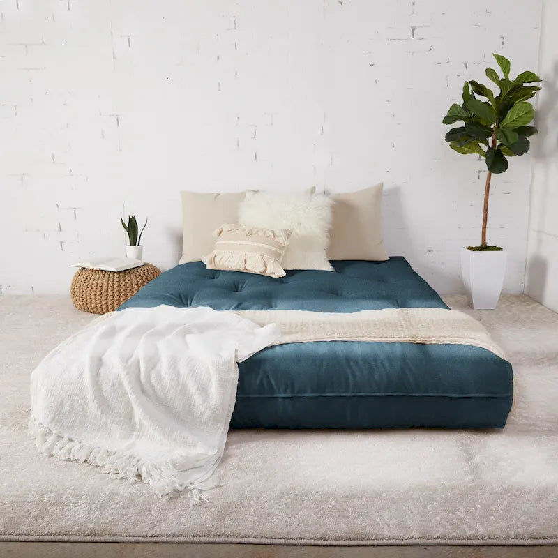 Multi-Color Tufted Futon Floor Mattress – Full Size, 1-Person, Mattress Only
