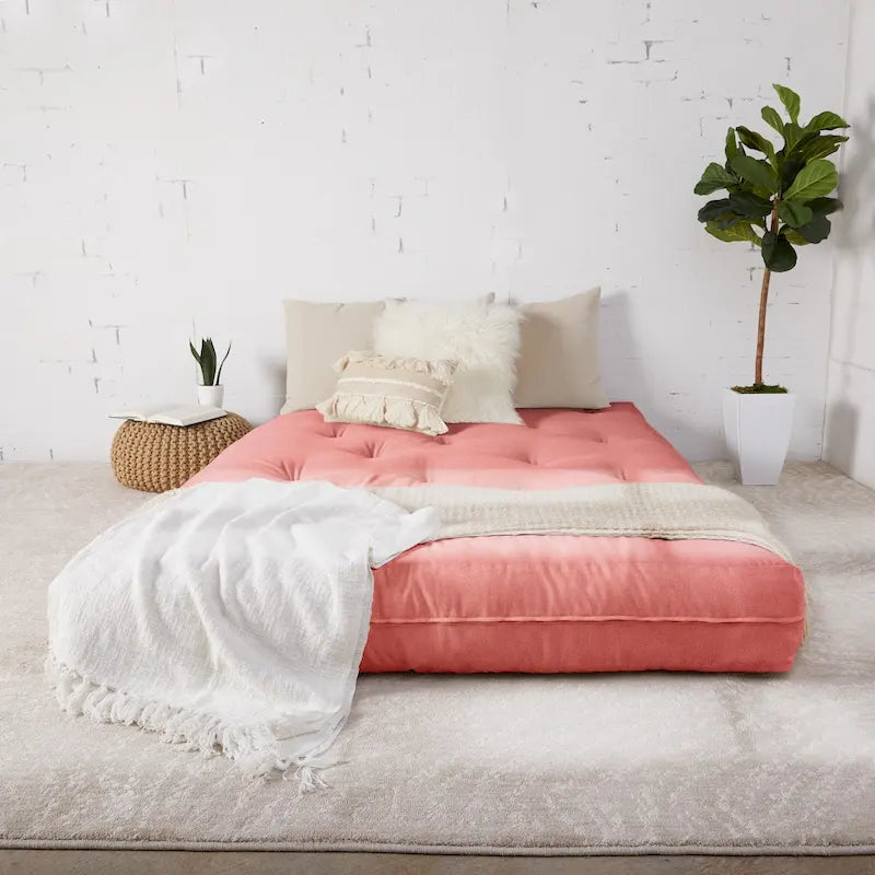 Multi-Color Tufted Futon Floor Mattress – Full Size, 1-Person, Mattress Only