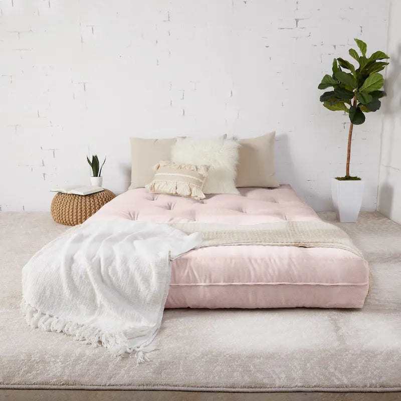 Multi-Color Tufted Futon Floor Mattress – Full Size, 1-Person, Mattress Only