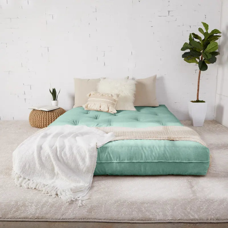 Multi-Color Tufted Futon Floor Mattress – Full Size, 1-Person, Mattress Only