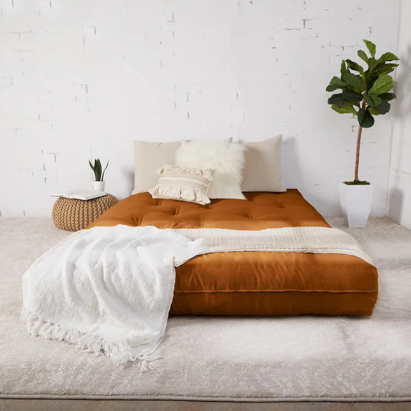 Multi-Color Tufted Futon Floor Mattress – Full Size, 1-Person, Mattress Only