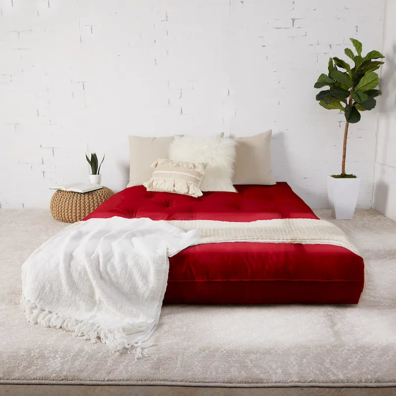 Multi-Color Tufted Futon Floor Mattress – Full Size, 1-Person, Mattress Only