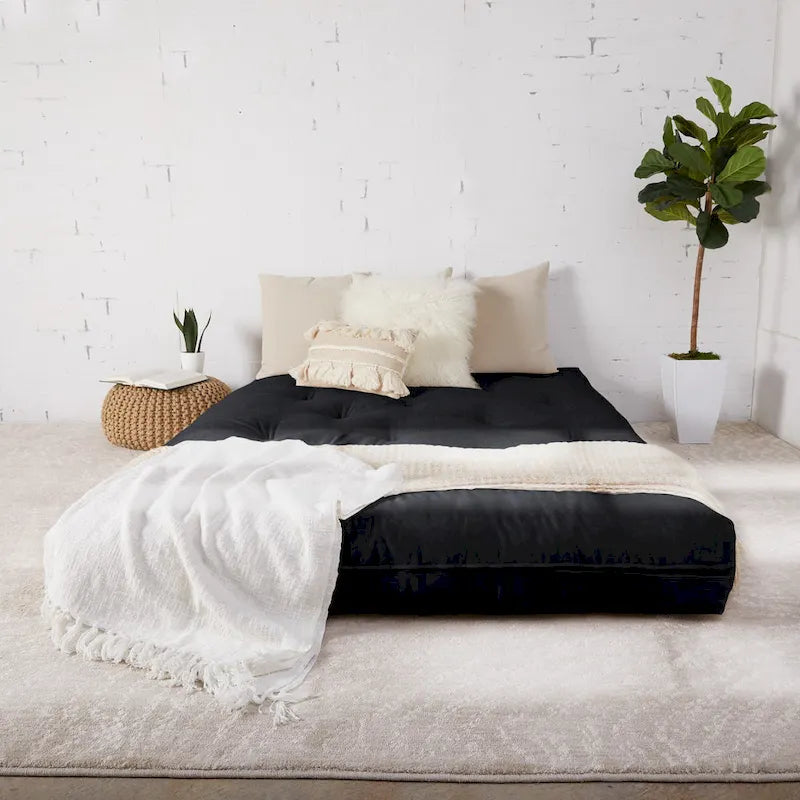 Multi-Color Tufted Futon Floor Mattress – Full Size, 1-Person, Mattress Only