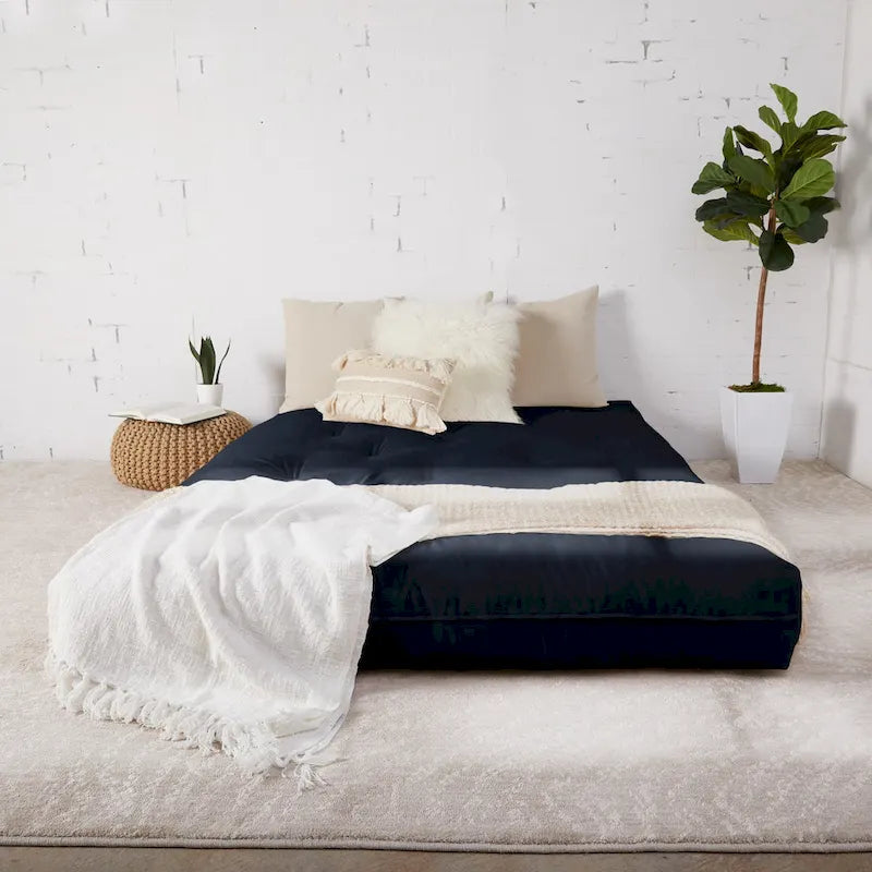Multi-Color Tufted Futon Floor Mattress – Full Size, 1-Person, Mattress Only