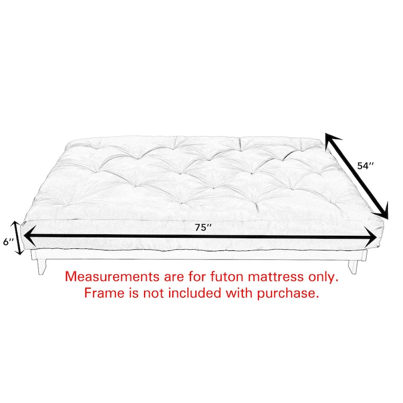 Multi-Color Tufted Futon Floor Mattress – Full Size, 1-Person, Mattress Only