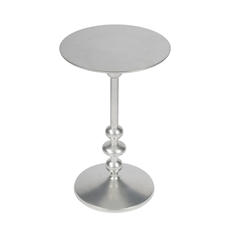 Silver / Bronze / Black Round Aluminum Pedestal Side Table – Vintage Distressed Finish