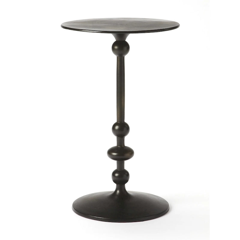 Silver / Bronze / Black Round Aluminum Pedestal Side Table – Vintage Distressed Finish