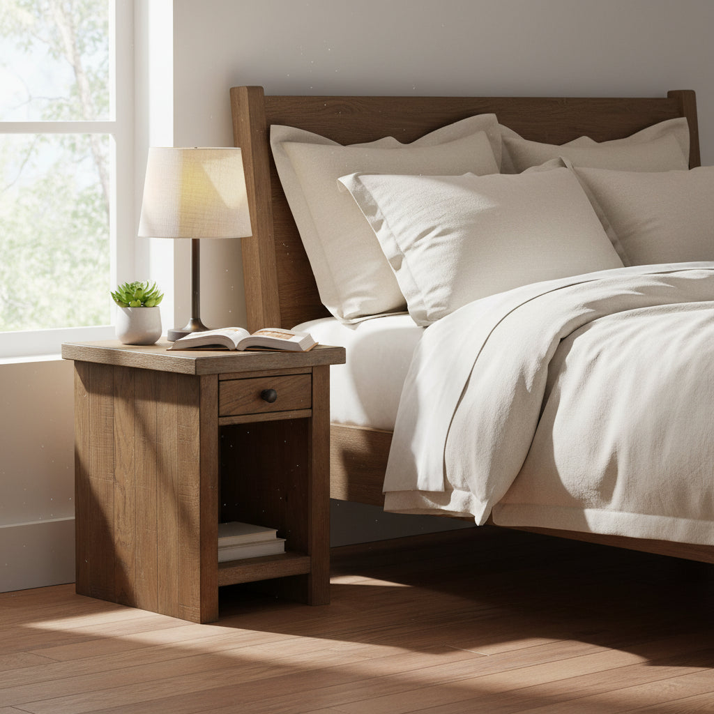 Landmark 16 Wide Chairside Table with 1 Drawer, Weathered Oak