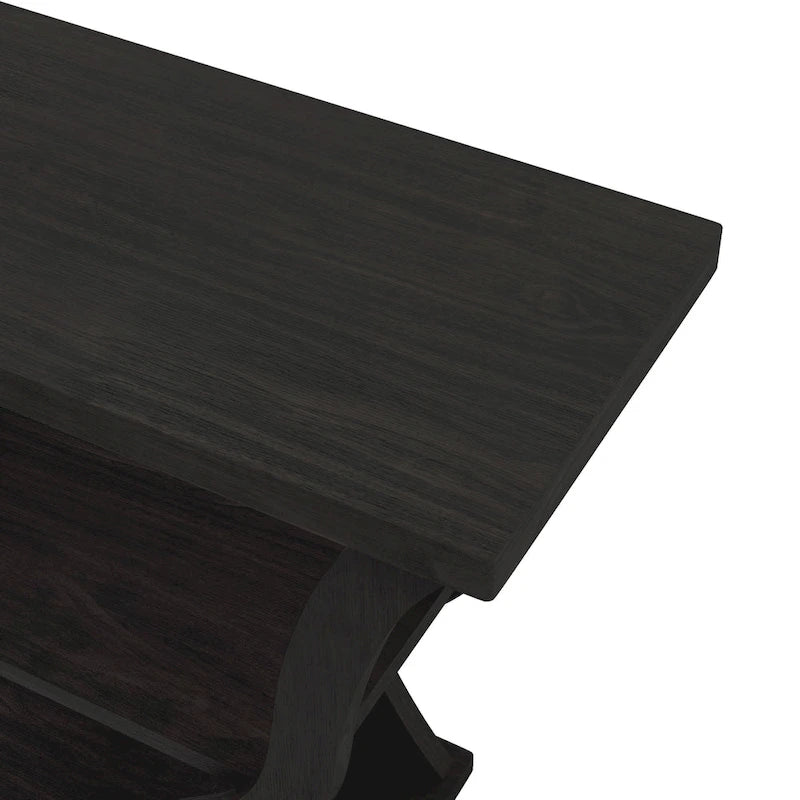 Espresso Particle Board Console Table with Open Shelf & Tapered Profile – Transitional Style